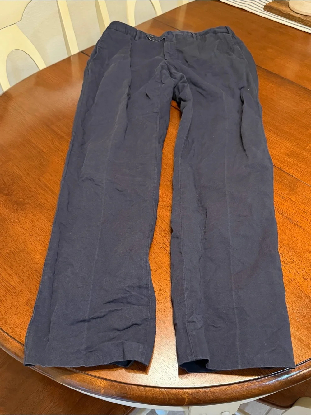 Incotex Slowear Chinolino Mens Navy Blue Linen Cotton Trousers Chino Pants 34x32